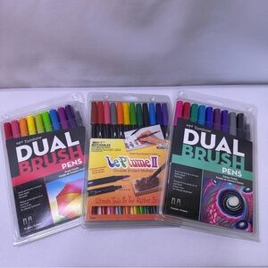 Dual Brush Tombow Pens and LePlume II Markers NWT Calligraphy Art Coloring Set